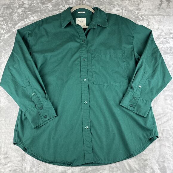 ABERCROMBIE & FITCH Oversized‎ Button Up Shirt Women's Size Medium Green (0850) - Picture 1 of 7